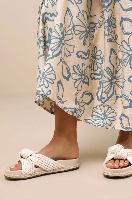 shoes Lulus Raffia Knotted Slide Sandals Lulus $39.2