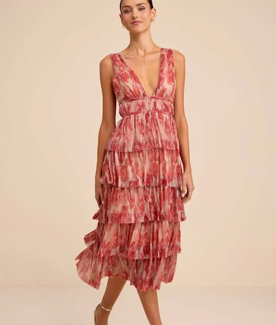 dress Lulus Sleeveless Tiered Plisse Midi Dress Lulus $79