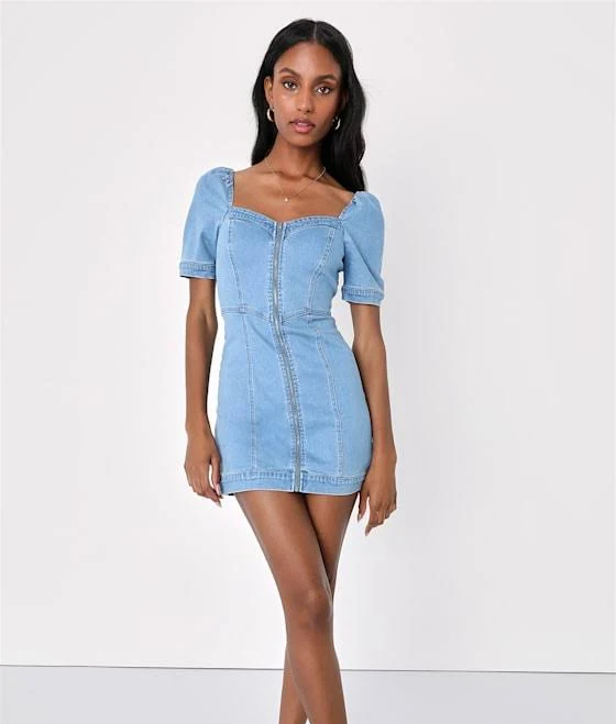 dress Lulus Trending Vibe Zip-Front Denim Dress Lulus $21