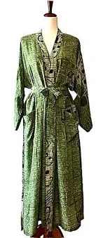 kimono Luxurious Mixed Print Silk Kimono Duster. (Emerald) Etsy $79