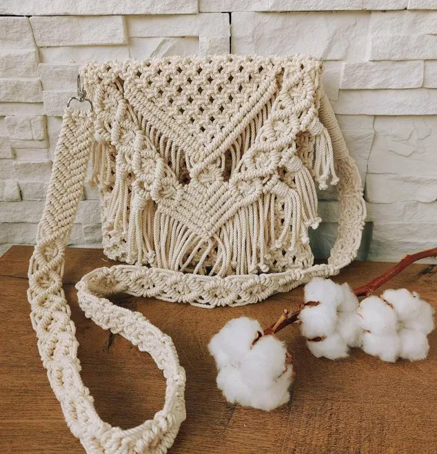 bag Macrame Cotton Woven Crossbody Bag Etsy - MacrameshkaUA $85