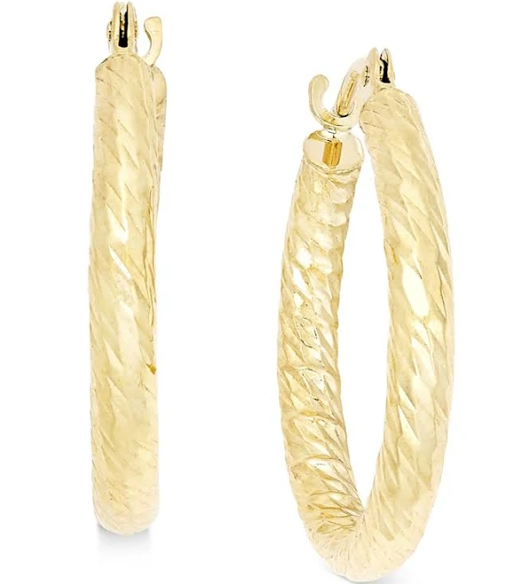 accessory Macy's 10K Gold Textured Wide Hoop Earrings Macy's $112.5