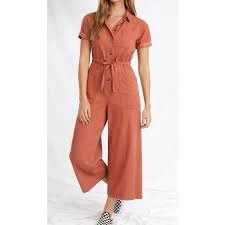 jumpsuit Madewell Coral Orange Wide Leg Utility Jumpsuit Belted Button Front Size 00 eBay $42