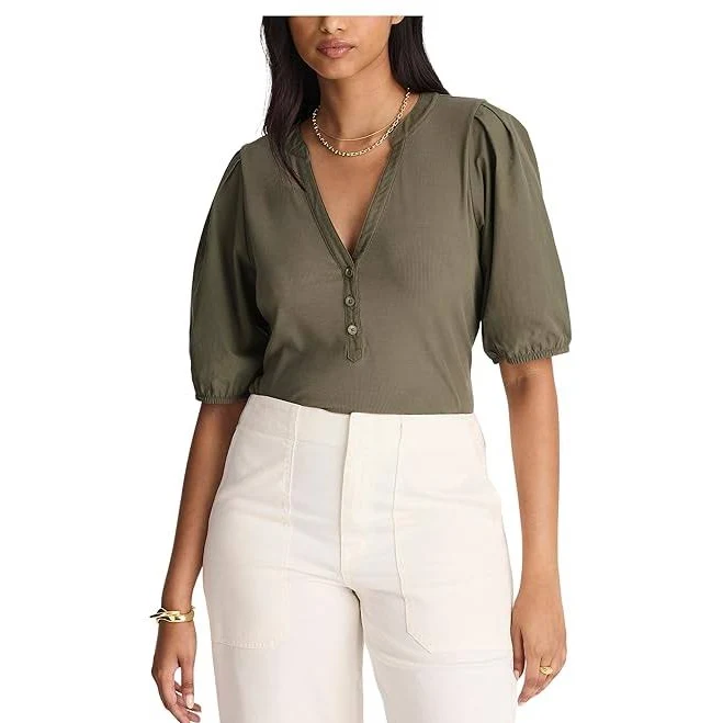 top Madewell Women's Puff-Sleeve Henley Top 6pm.com $30.6