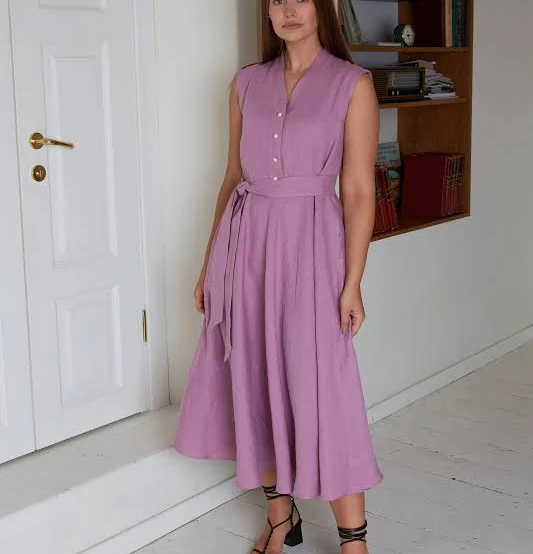 dress Magnolia Sleeveless A-Line Linen Midi Dress Etsy - LGlinen $161.34