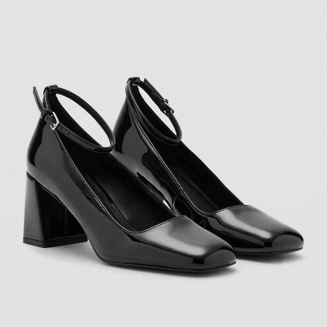shoes MANGO Women's Patent Leather High-Heeled Shoes with Ankle Straps shop.mango.com $59.99