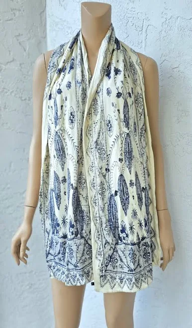 accessory Marc Jacobs Cream Blue Print Cotton Modal Long Scarf eBay - charmingcharlie2 $35.95