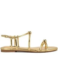 shoes Mariss Strappy Flat Sandals - 10 / M / Gold Nine West $50