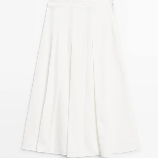 skirt Massimo Dutti Women's Midi Skirt with Box Pleats Massimo Dutti $100