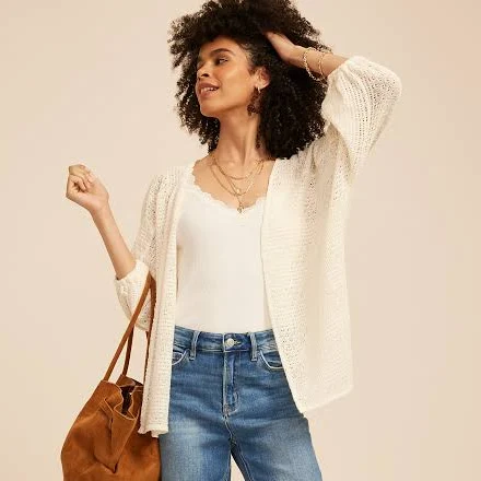 cardigan maurices Women's Crochet Blouson Sleeve Open Front Cardigan Maurices $25.99
