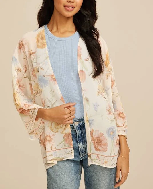 outerwear maurices Women's Floral Chiffon Kimono Maurices $34.99