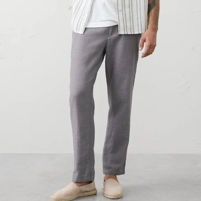 pants Men's Slim Straight Linen-Blend Trousers Banana Republic Factory $60