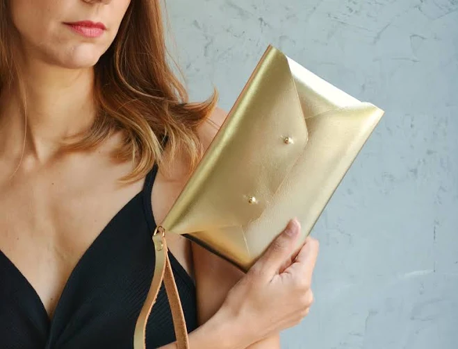 bag Metallic Leather Evening Bag with Envelope Clutch Etsy - Seller $45