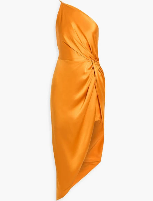 one shoulder dress Michelle Mason One-Shoulder Twisted Silk-Satin Dress THE OUTNET $243