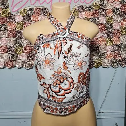 crop top Milk & Honey Floral Halter Neck Crop Top Poshmark $18