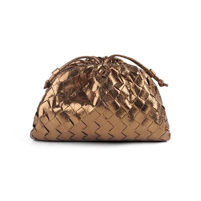 bag Mini Woven Vegan Leather Evening Clutch Bag RomyTisa $74.99