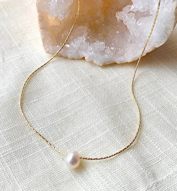 accessory Minimalist Freshwater Pearl Thin Gold Chain Necklace Etsy - Seller $31.99