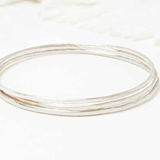 accessory Minimalist Silver Bangle Women Set Of 3 Thin Sterling Bangle Bracelet Etsy - IrresistiblyMinimal4 $153.74