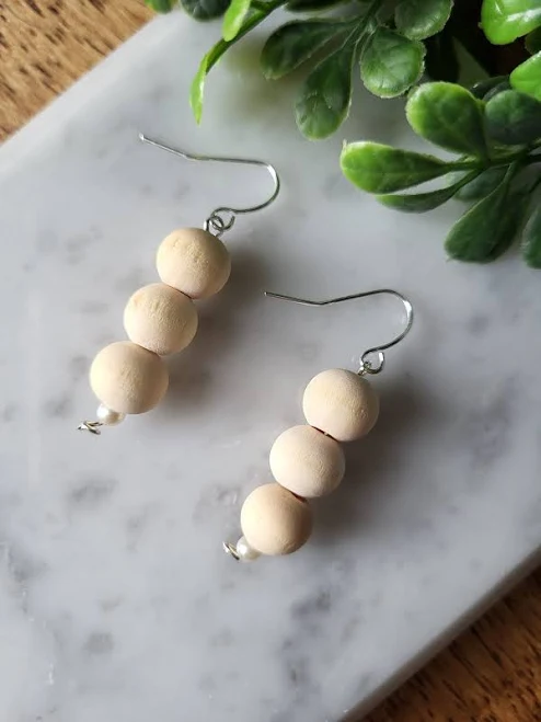 accessory Minimalist Wooden Bead Drop Earrings Etsy - SimplyHandmadeHomeCo $12
