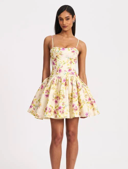 dress Miss Circle Women's Valda Floral Linen Mini Dress with Pockets Nordstrom $249