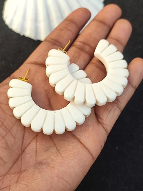 accessory Modern Boho Carved Resin Hoop Earrings Etsy - RFGemsNjewels $11.88