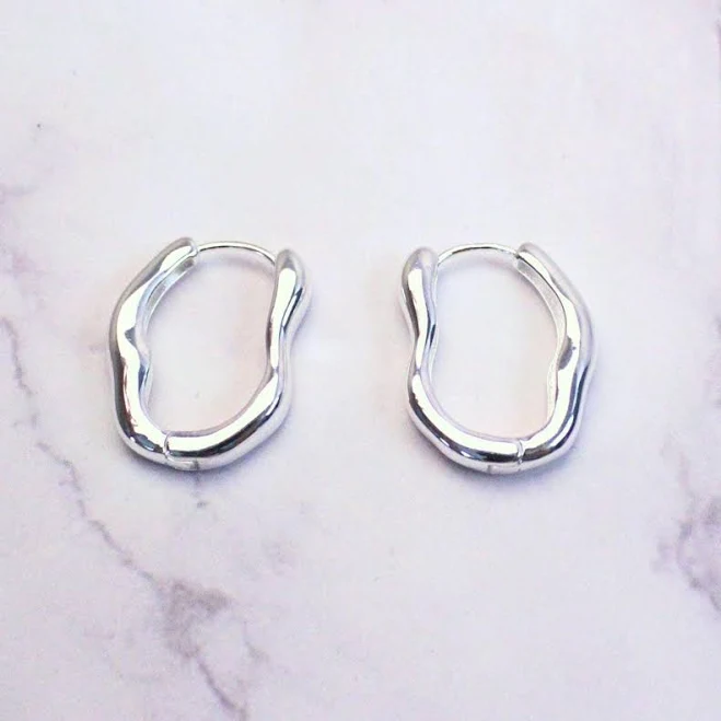 accessory Modern Sculptural Huggies Sterling Silver Organic Hoop Emma Earrings Etsy - Seller $64.99