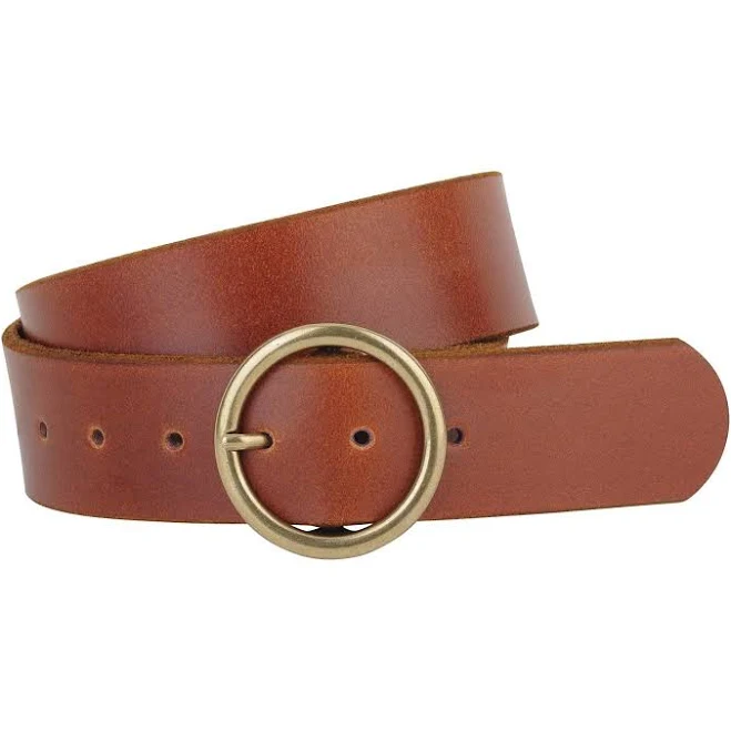 accessory Most Wanted USA Women's Wide Leather Belt with Brass Circle Buckle Most Wanted USA $36.99