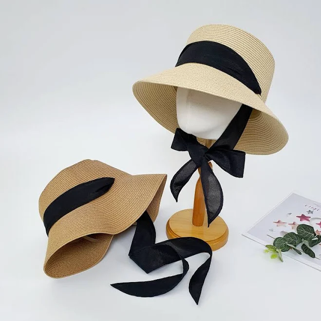 accessory Natural Straw Wide Brim Hat with Removable Ribbon Tie Etsy - MaMaMooUS $45