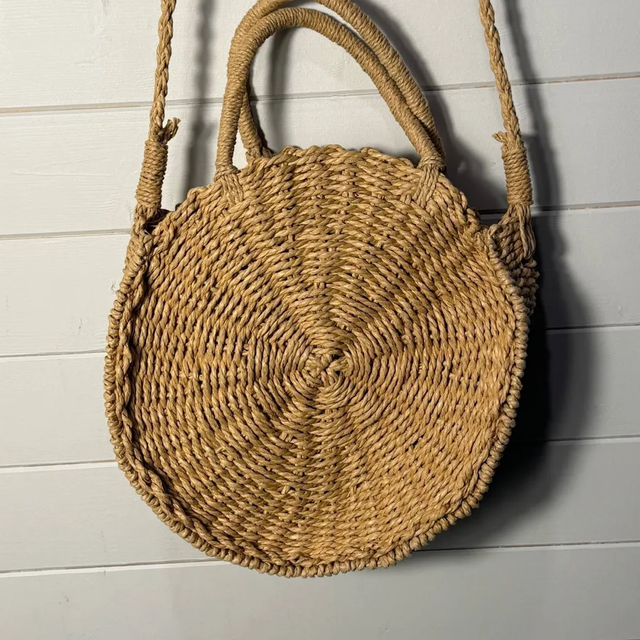 bag Natural Woven Straw Round Crossbody Bag Handbag Circle Boho Beach eBay $15.57
