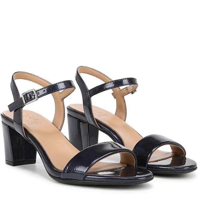 shoes Naturalizer Women's Bristol Dress Sandals (Midnight Blue Faux Leather) - Size 9.5 W Famous Footwear $89.99