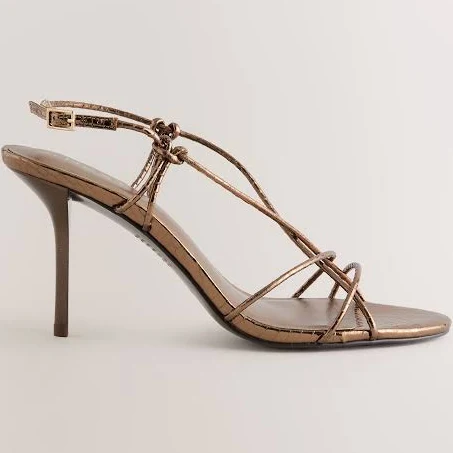 shoes Next Bronze Forever Comfort Strappy High Heeled Sandals Next USA $65