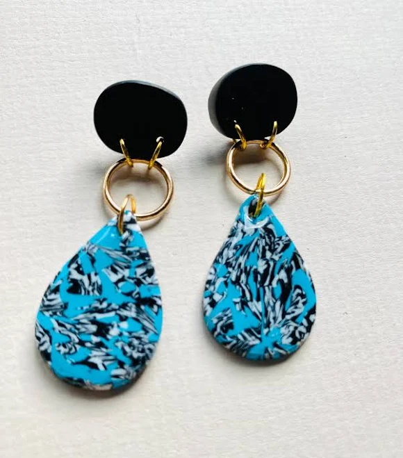 accessory Nina L Handmade Polymer Clay Marbled Statement Earrings Etsy - StudioKhira $22.18