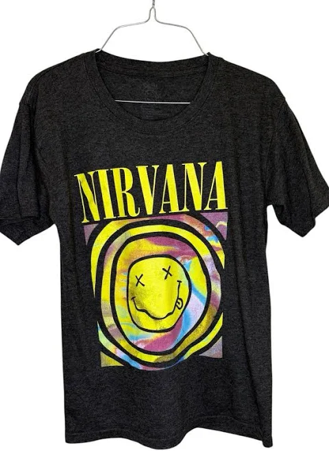 top Nirvana Worn Out Smiley Face T-Shirt eBay $12