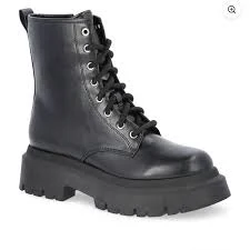 shoes No Boundaries Womens Lug Sole Black Faux Leather Lace Up Combat Boots SZ 7.5 New eBay $35