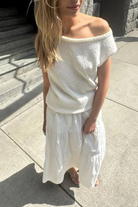 off-shoulder top Oak + Fort Vetiver Relaxed Off The Shoulder Sweater Oak and Fort US $29.99