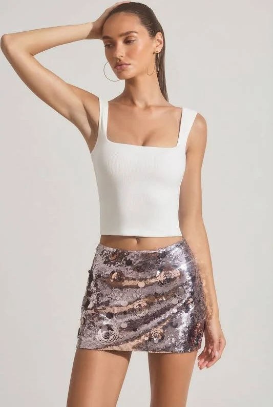 skirt Oh Polly Lunara Sequin-Embellished Mini Skirt Oh Polly US $60