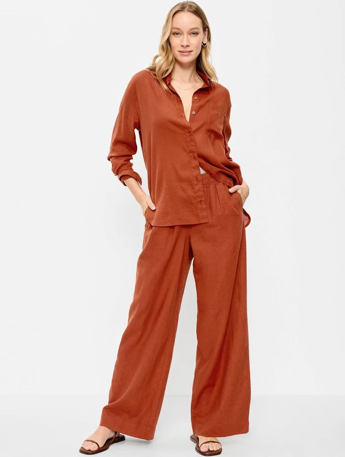 pants Old Navy Women's High-Waisted Linen-Blend Super Wide-Leg Pants Old Navy $28