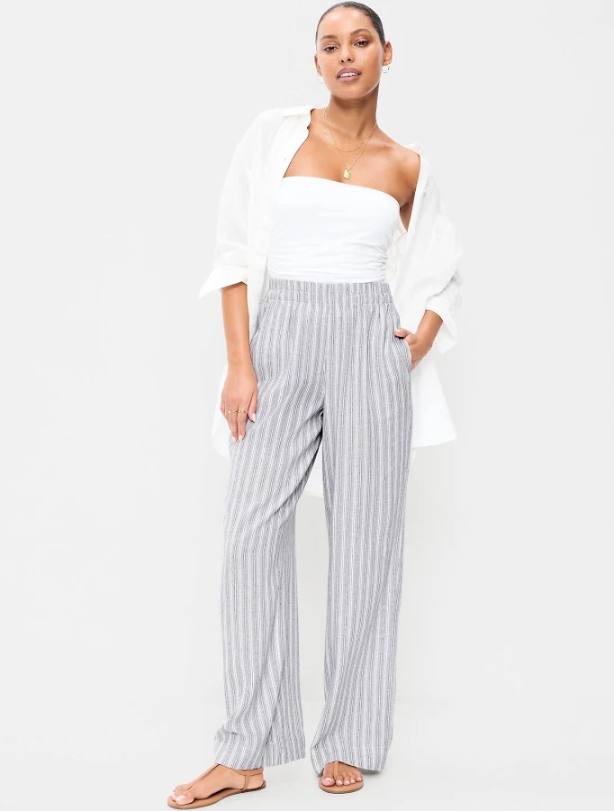 pants Old Navy Women's High-Waisted Linen-Blend Super Wide-Leg Pants Old Navy $28