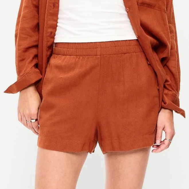 bottoms Old Navy Women's High-Waisted Linen Pull-On Shorts Old Navy $14.99