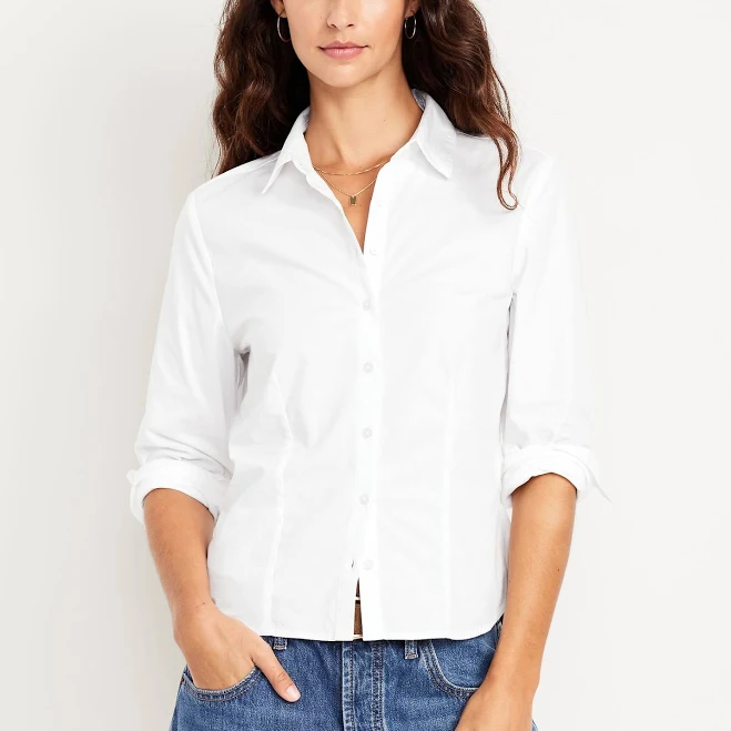 top Old Navy Women's Slim Button-Down Shirt Old Navy $24.49