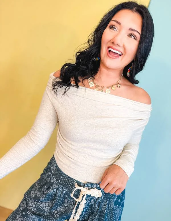 top One Shoulder Ruched Knit Top Lace & Grace Boutique $59.99