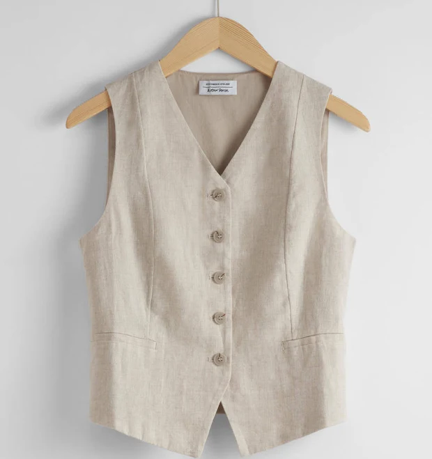 oversized vest & Other Stories | Tailored Linen Vest | Beige | 6 & Other Stories US $89