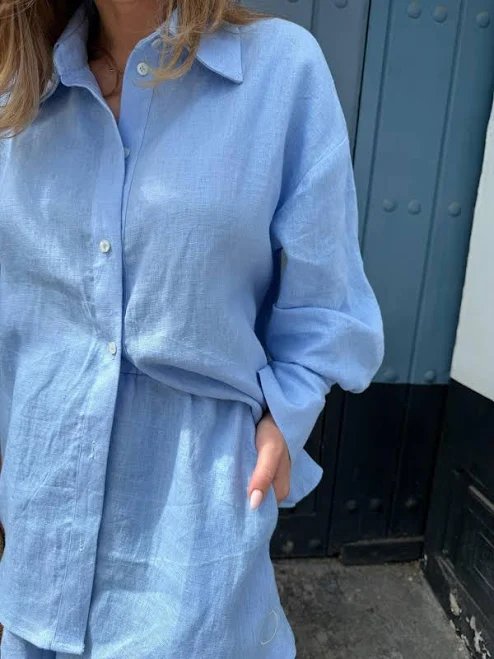 matching set Oversized Linen Shirt & Wide Leg Shorts Set Etsy - Seller $108.91