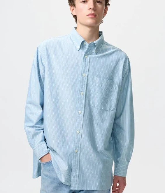 top Oxford Oversized Shirt | Striped | Blue | Large | UNIQLO US uniqlo.com/us $49.9