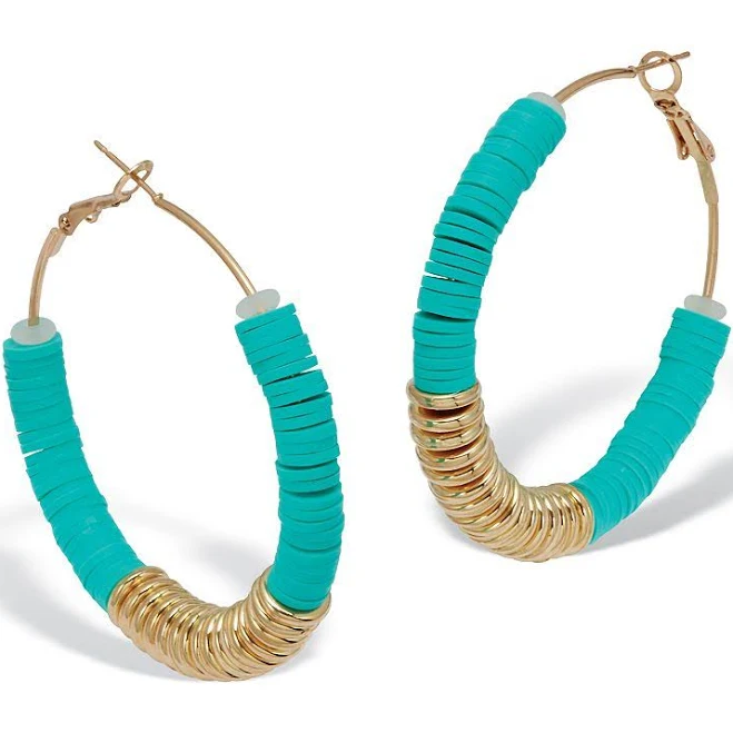 accessory PalmBeach Jewelry Women's Teal Clay Bead Hoop Earrings Kohl's $22.99