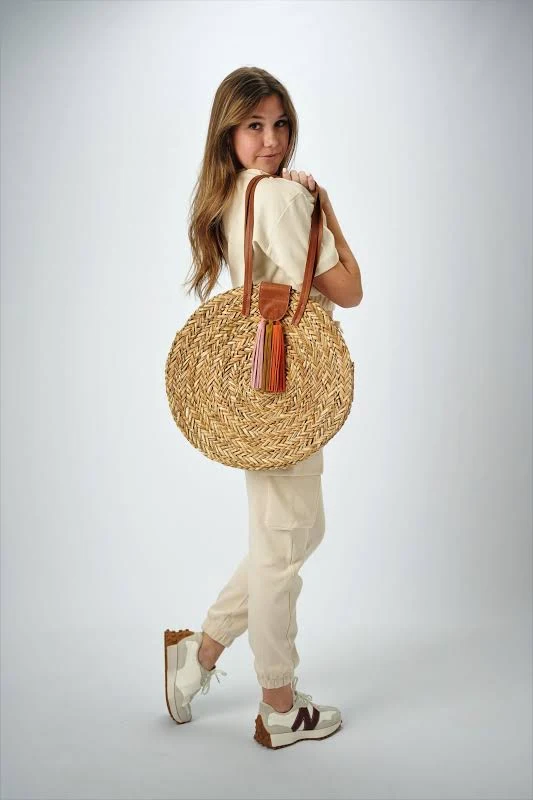 bag Palmdale Straw Suede Tassel Round Bag Anya & Niki $145