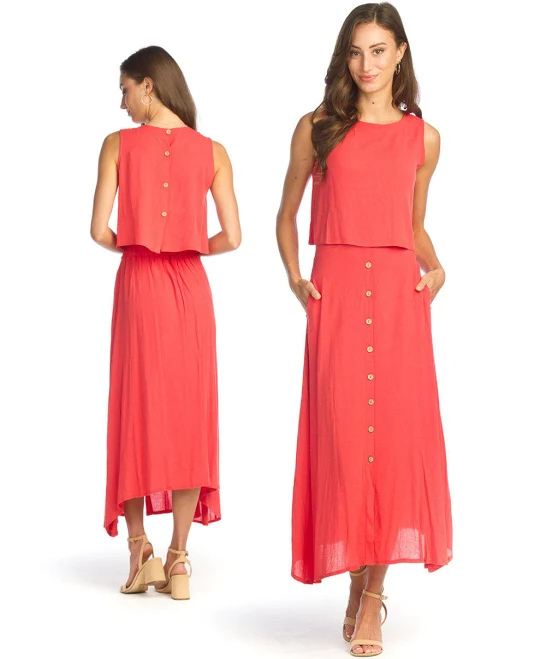 matching set Papillon Clothing Sleeveless Button Skirt Set Papillon $124.99