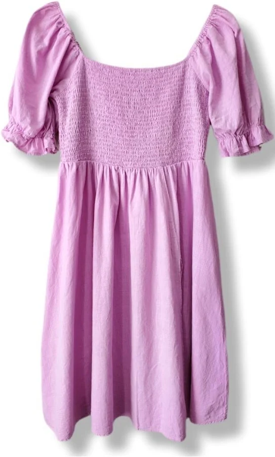 sundress Pastel Purple Puff Sleeve Smocked Babydoll Mini Dress L Cottage Twee eBay - livinglushly $29.59