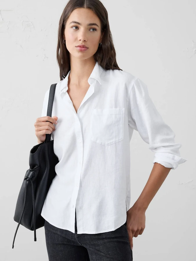 outerwear Perfect Linen-Blend Women's Shirt Banana Republic Factory $48