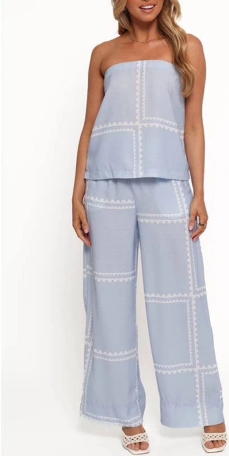 matching set Petal & Pup Women's Ezra Linen Blend Strapless Top & Wide Leg Pants Set Nordstrom $69